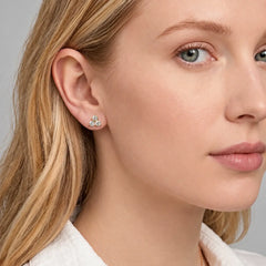 Aurellisse Round Three-Stone Moissanite Stud Earrings