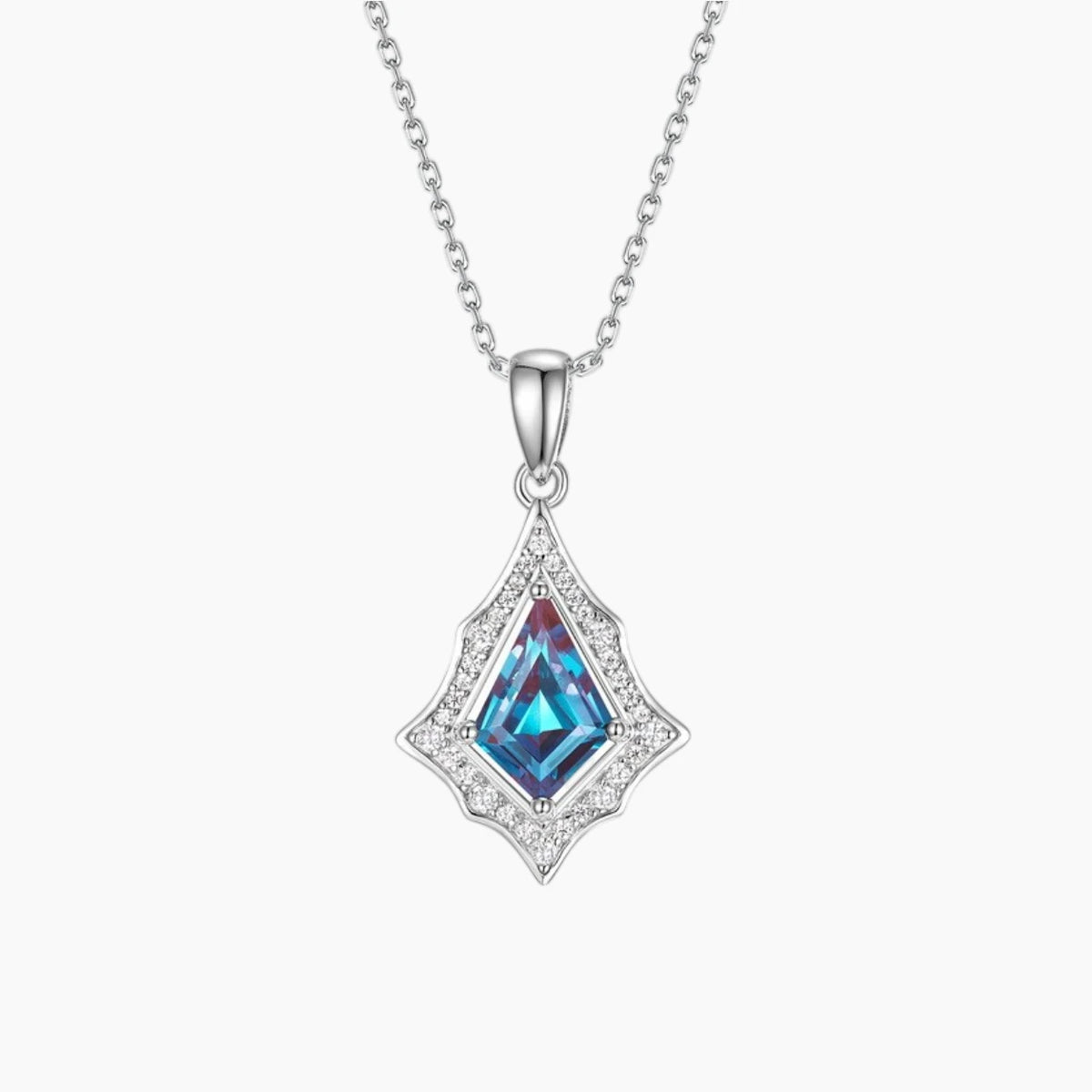 The Astrelle Kite-Cut Lab-Grown Alexandrite Halo Necklace