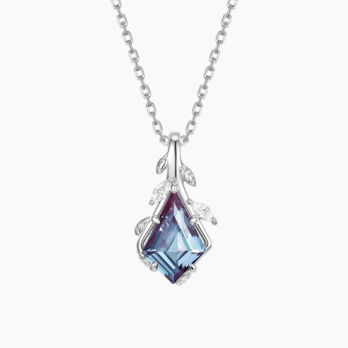 The Sylvara Kite-Cut Lab-Grown Alexandrite Botanical Necklace