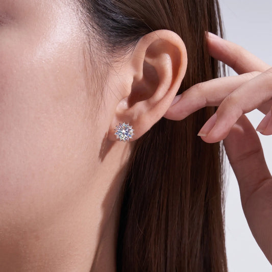 Sunflower Moissanite Stud Earrings