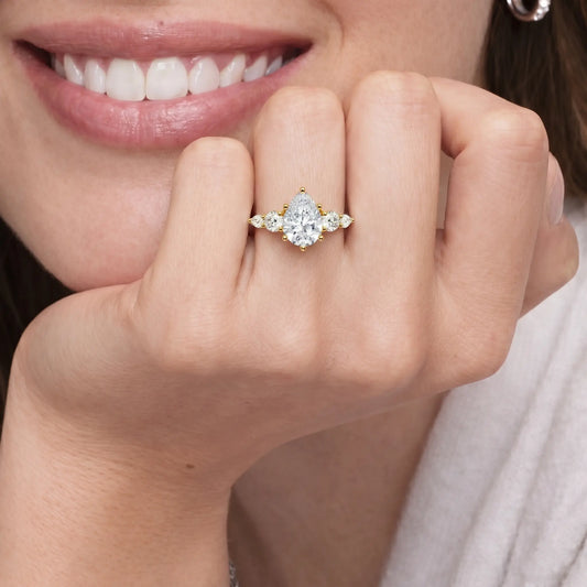 Five Stones Pear Moissanite Ring