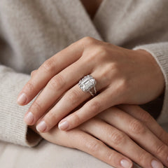 Tressa 4 Carat Emerald Moissanite Twisted Rope Ring