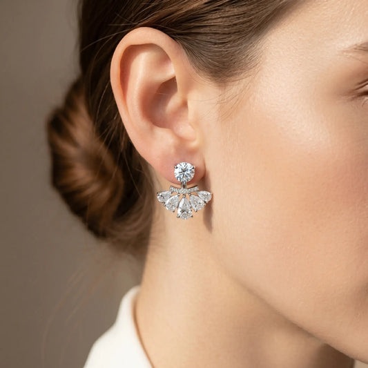 Luxurious Fan-shaped Moissanite Earrings