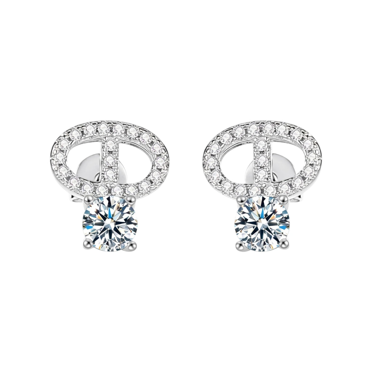 Pig Nose Shape Moissanite Stud Earrings