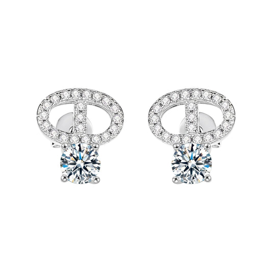 Pig Nose Shape Moissanite Stud Earrings