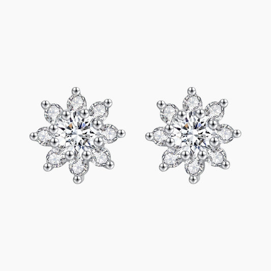 Snowflake-shaped Moissanite Stud Earrings