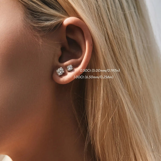 Classic Four-prong Moissanite Stud Earrings