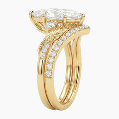 Royal Marquise Cut Moissanite Botanical Ring Set