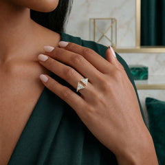 Triangle Design Moissanite Open Ring