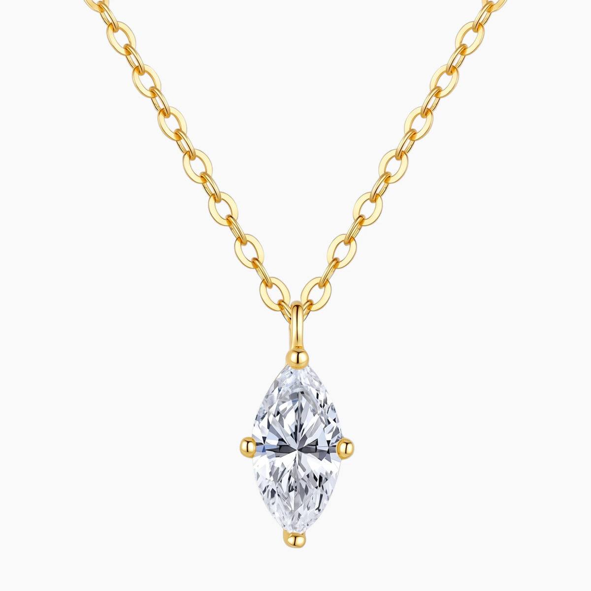 Brilliant Marquise Solitaire Pendant Moissanite Necklace