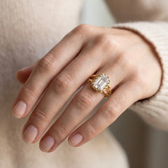 Tressa 4 Carat Emerald Moissanite Twisted Rope Ring