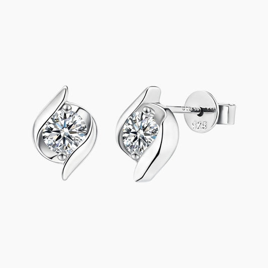 Whirlwind-shaped Moissanite Stud Earrings