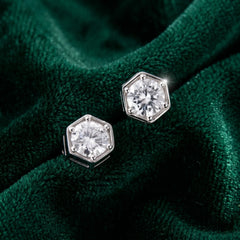 Hexagon Moissanite Stud Earrings