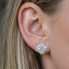 Square Asscher Moissanite Stud Earrings