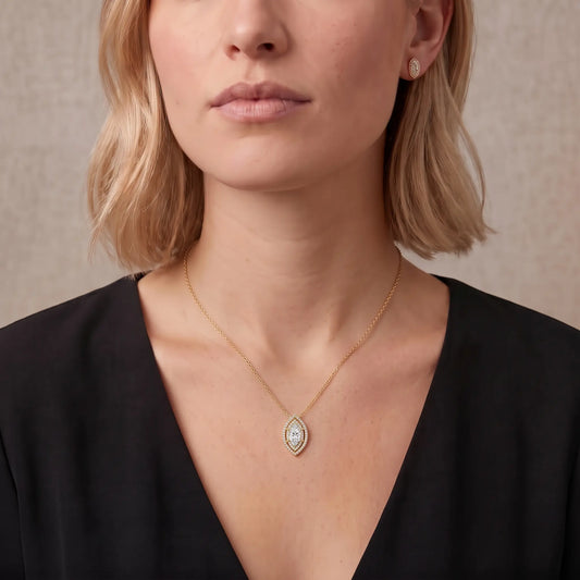 Aurélisse 1 Carat Marquise Moissanite Double Halo Necklace
