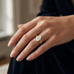 Veyra Pear Double-Claw Wide Band Moissanite Ring