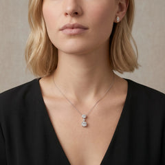 Élarienne Graduated Round Three-Stone Moissanite Drop Necklace