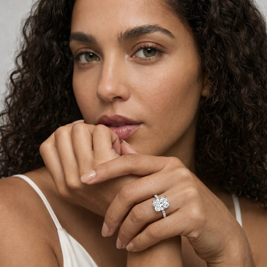 Hidden Halo Radiant Moissanite Ring