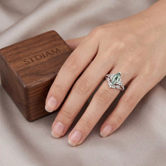 Sylvenora Marquise Moss Agate Vine-Inspired Bridal Ring Set