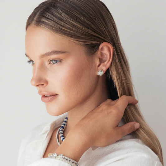 Square Asscher Moissanite Stud Earrings