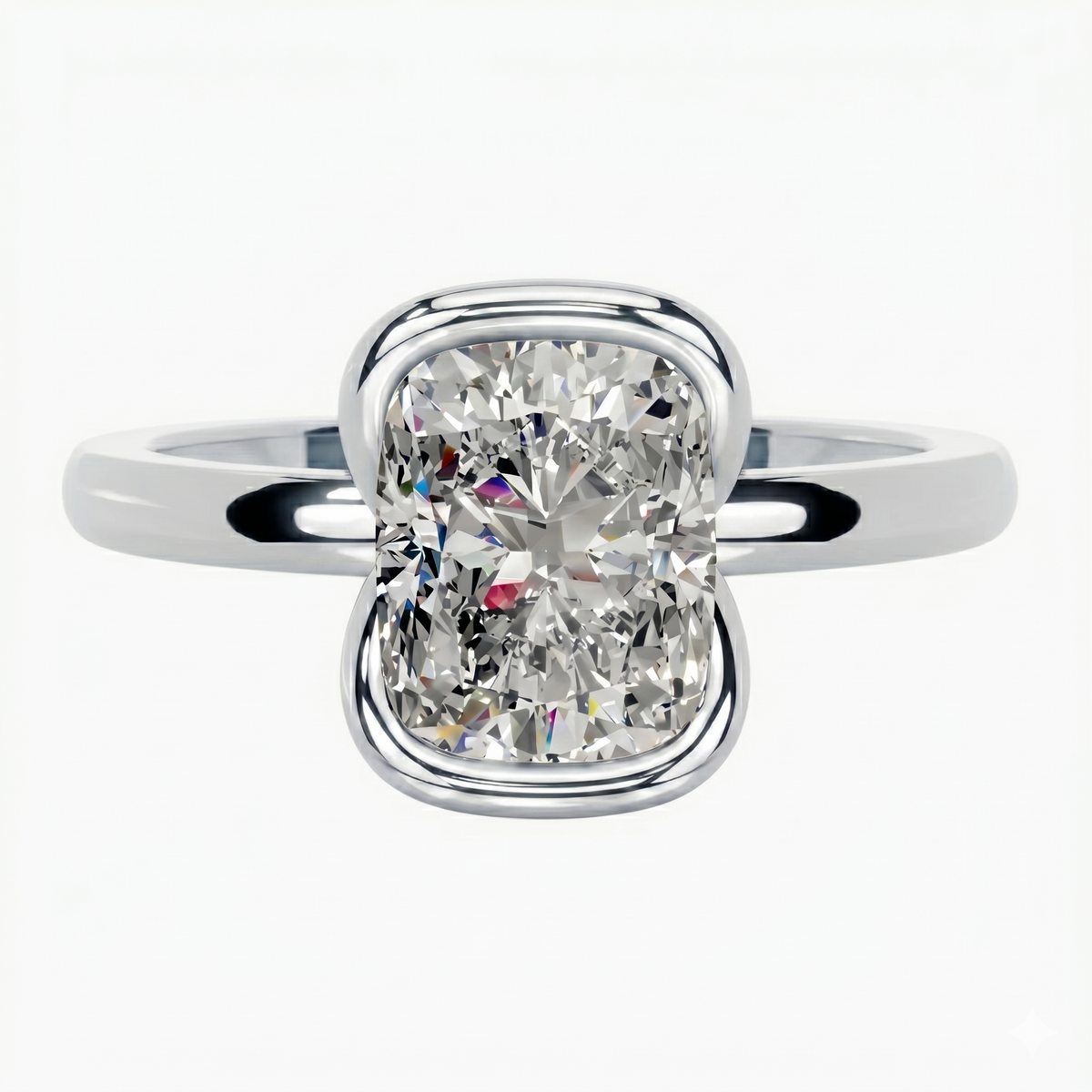 Half Bezel Cushion Moissanite Ring