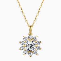 Eternal Halo Sunflower Moissanite Necklace