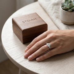 Opera Three Stone Princess Moissanite Ring