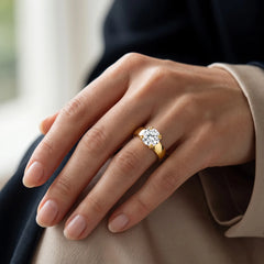 Veyra 3 Carat Round Double-Claw Wide Band Moissanite Ring