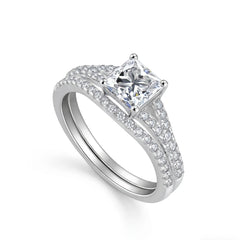 Princess Cut Square  Moissanite Ring Set