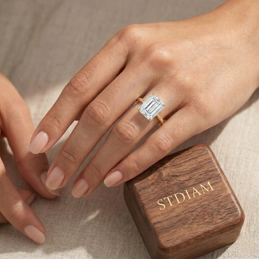 Rectangular Emerald-Cut Moissanite Ring