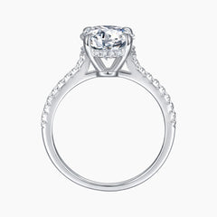 Brilliant Moissanite Solitaire Engagement Ring with Pavé Band