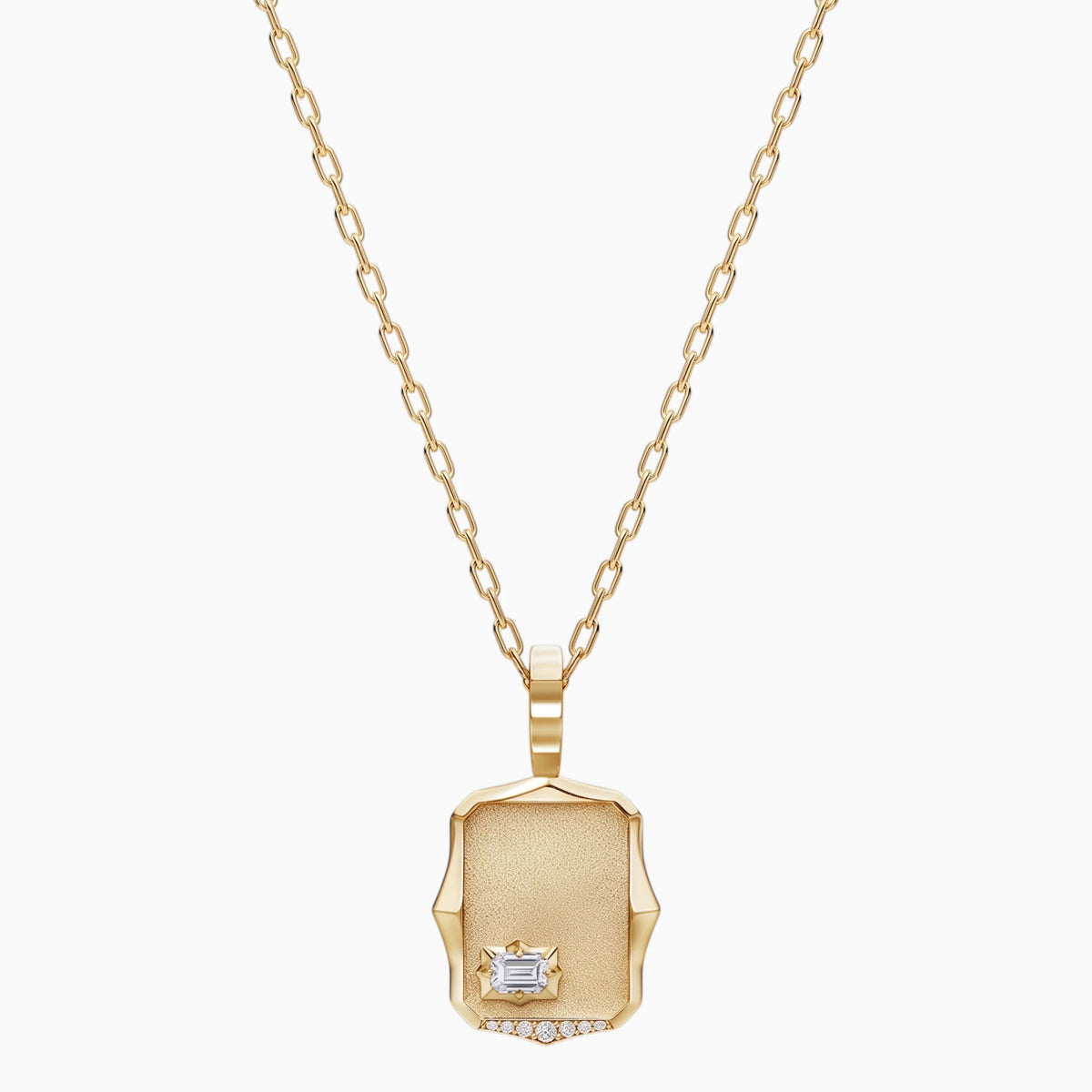 Aurelia Geometric Emerald Cut Moissanite Pendant Necklace