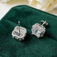 Square Asscher Moissanite Stud Earrings