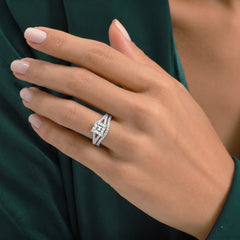 Princess Cut Square  Moissanite Ring Set