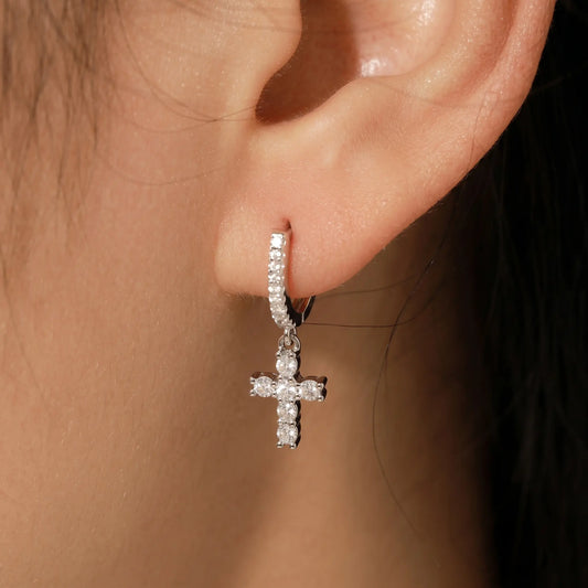 Cross-shaped Moissanite Earrings