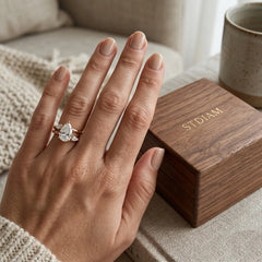 Eternal Teardrop Trio: 2ct Pear Moissanite Statement Ring in 18K Gold Plated