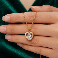 Luxurious 1ct Heart Cut Moissanite Halo Necklace