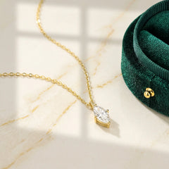 Brilliant Marquise Solitaire Pendant Moissanite Necklace