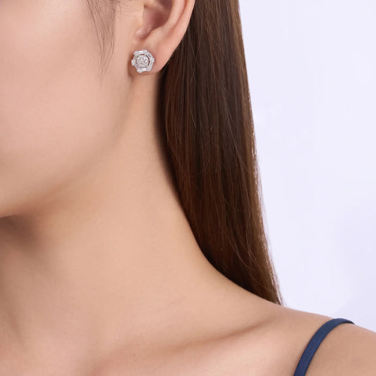 Luxurious Hexagon Moissanite Stud Earrings
