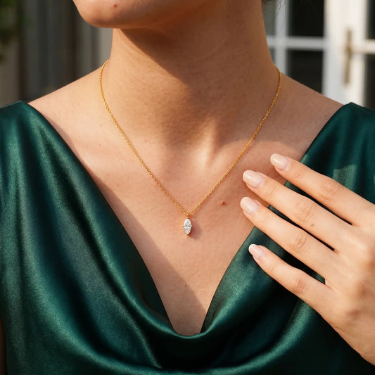 Brilliant Marquise Solitaire Pendant Moissanite Necklace