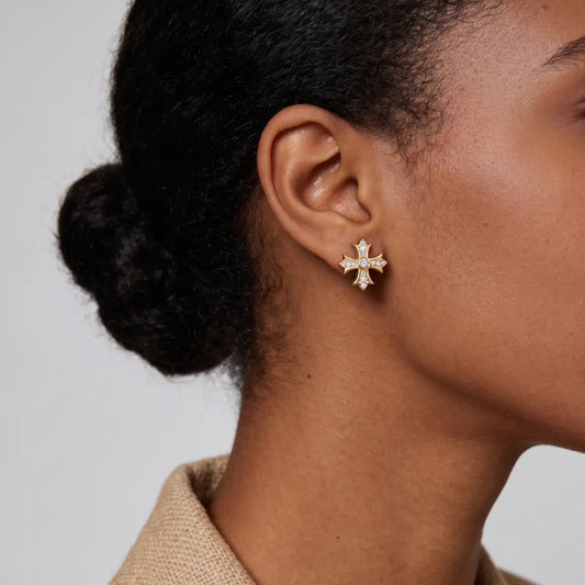 Cross Moissanite Stud Earrings