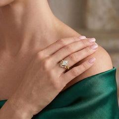 Golden Laurel Marquise Cut Moissanite Vintage Floral Bridal Set