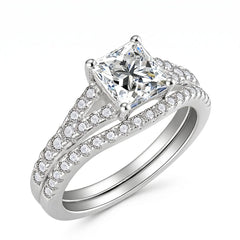 Princess Cut Square  Moissanite Ring Set