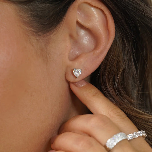 Heart Shape Moissanite Stud Earrings