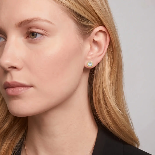 Fiorenne Cushion Moissanite Blossom Stud Earrings