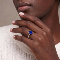 Demi Three-Quarter Coverage Oval Lab-Grown Sapphire Ring