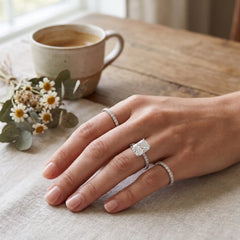Ice Flower Cut Stack Moissanite Ring Set