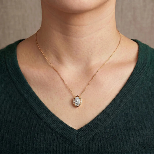 Delicate Oval Moissanite Necklace