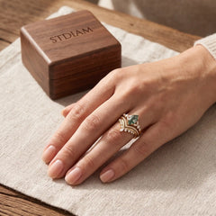 Virellora Marquise Moss Agate 3-Piece Engagement Ring Set
