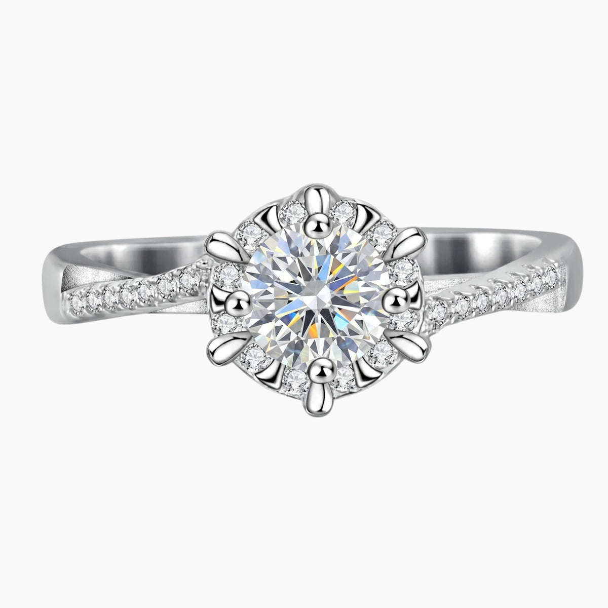 Intertwined Round Cut Moissanite Ring